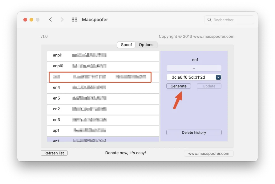 Changer adresse mac macos