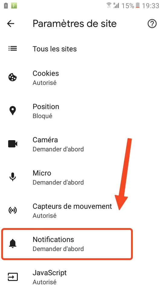 Notifiactions chrome android