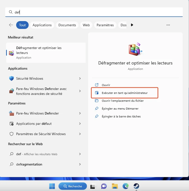 Defragmenter disque dur