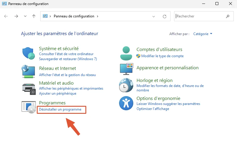 Desinstaller programme windows 11