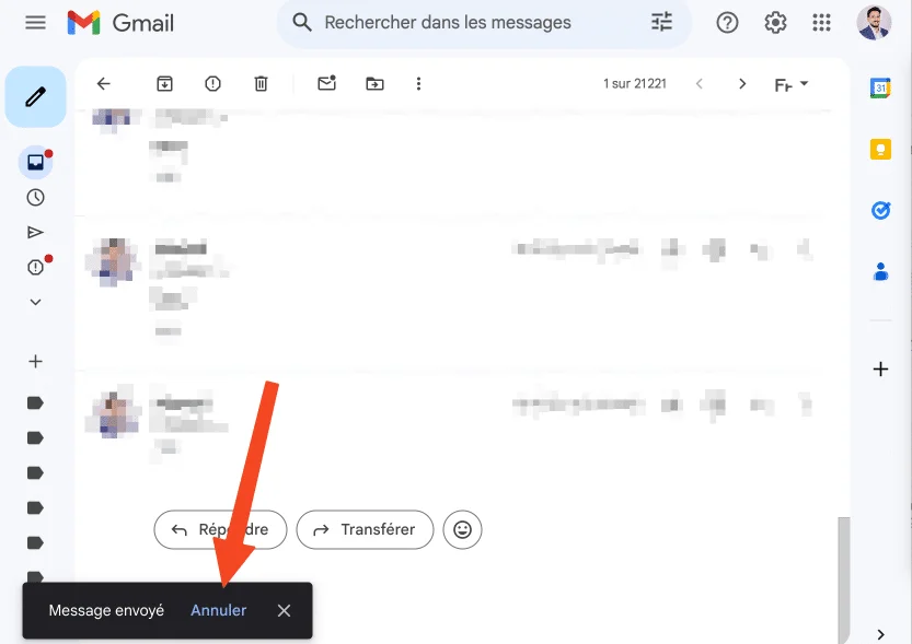 Annuler email envoye gmail