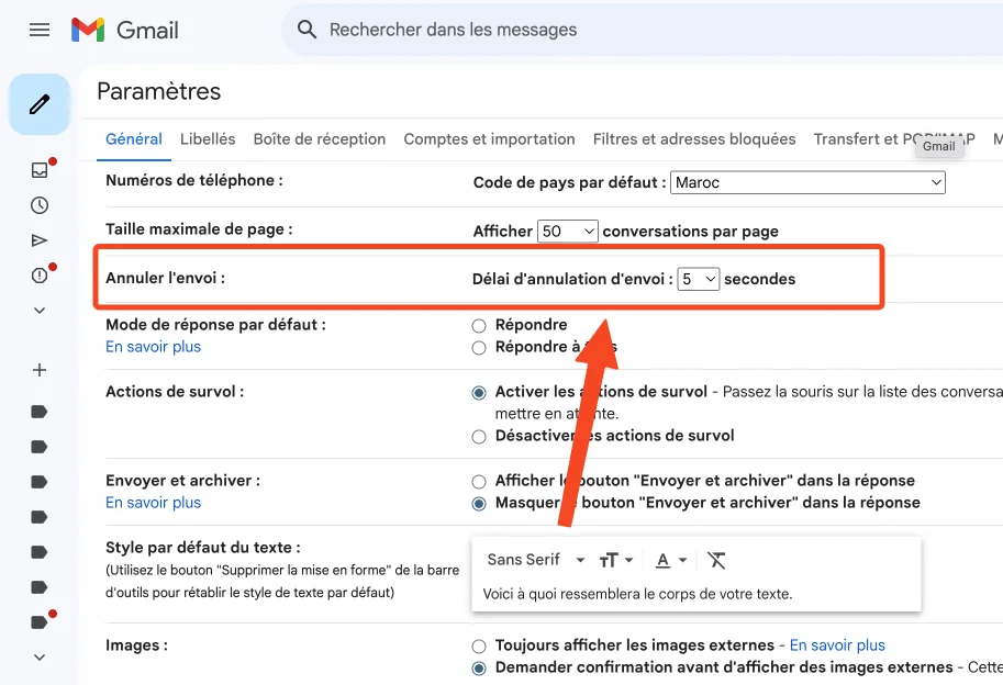 Annuler email gmail envoi