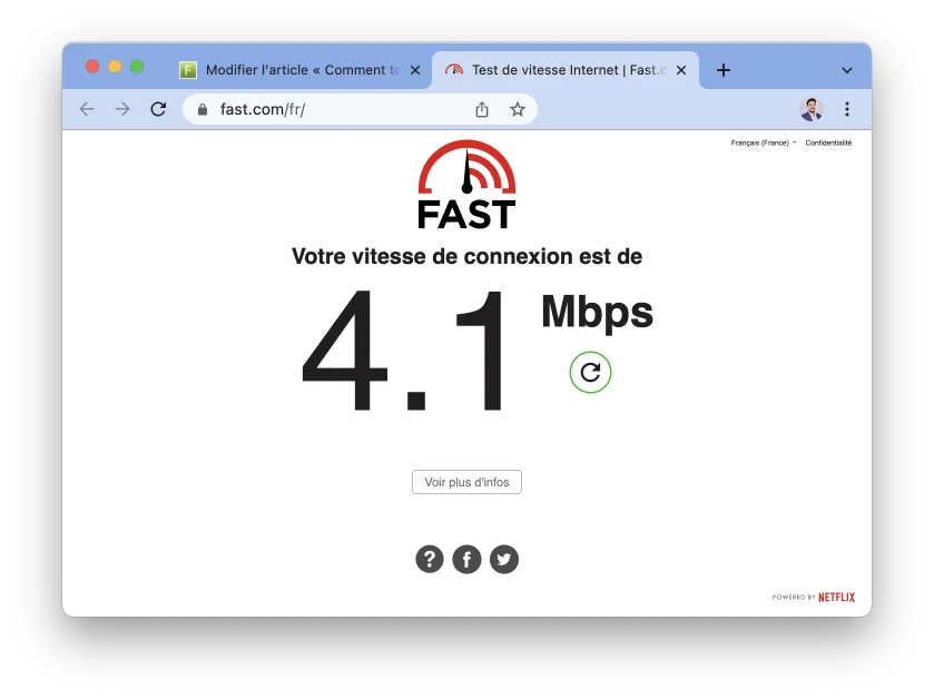 Fast com testeur connexion