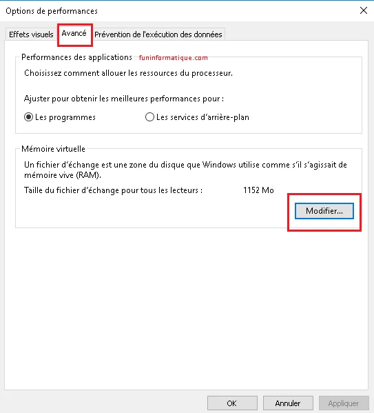 Memoire allocation windows 10