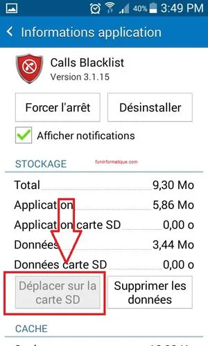 Deplacer application android sd