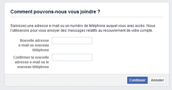 Recuperation compte facebook