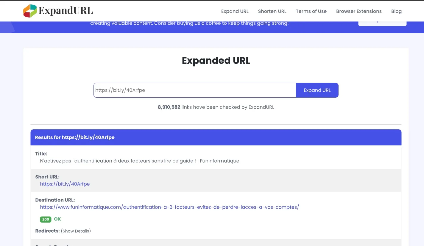Expand url