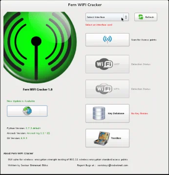 Interface Fern Wifi Cracker
