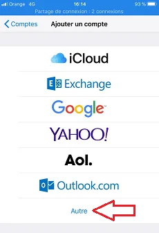 Ajouter compte iphone