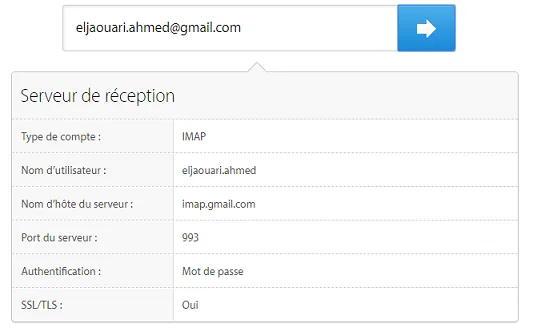 Infos serveur gmail