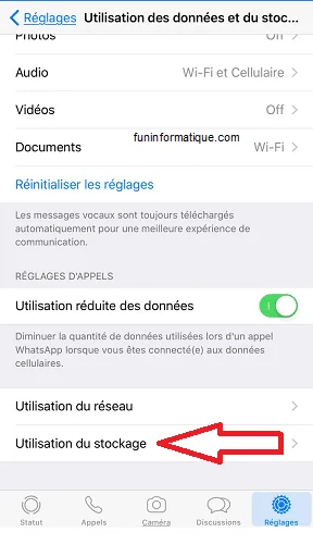 Utilisation stockage iphone