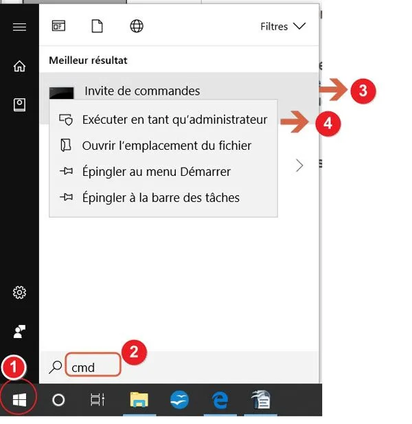 Invite commande windows 10