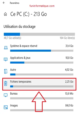 Fichiers temporaies windows 10