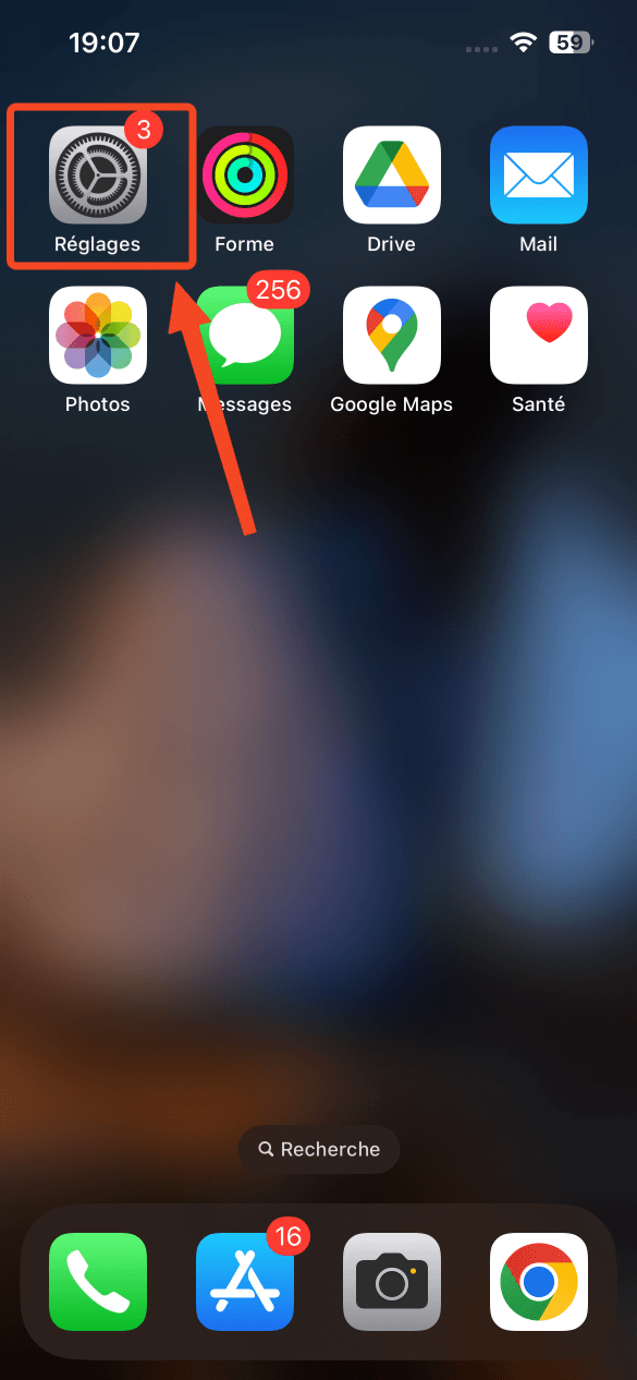 app reglages iphone