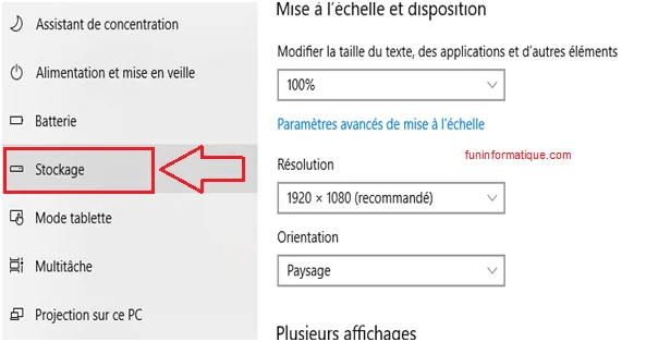 Stockage windows 10