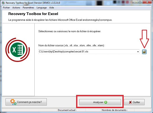 Reparer fichier excel