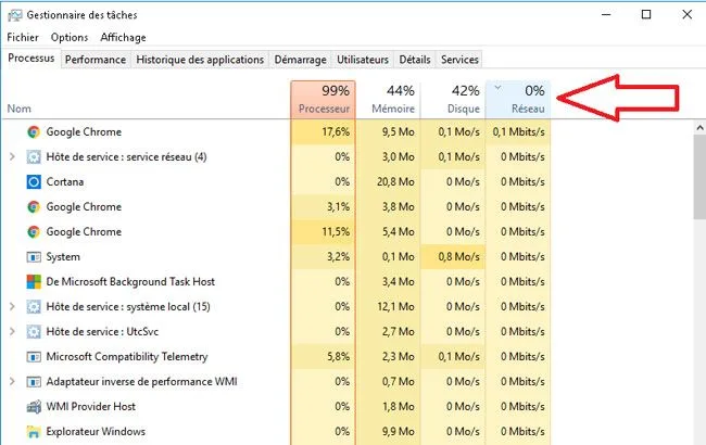 Consomation internet windows 10