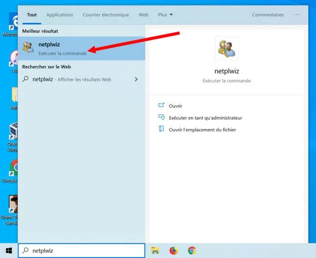 Pour accéder à Netplwiz