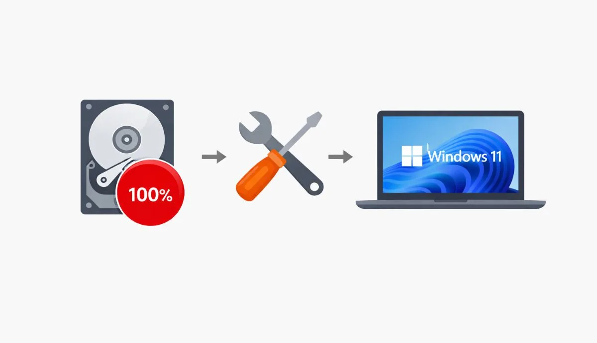 Comment corriger le disque dur a 100 sur Windows 11