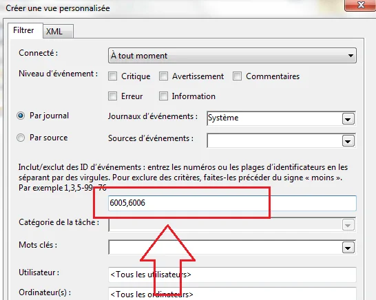 Id evenement windows