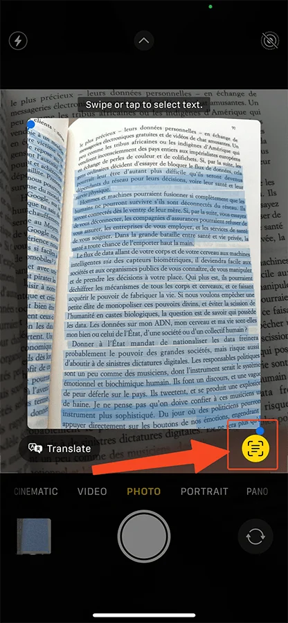 Iphone ocr copier texte image