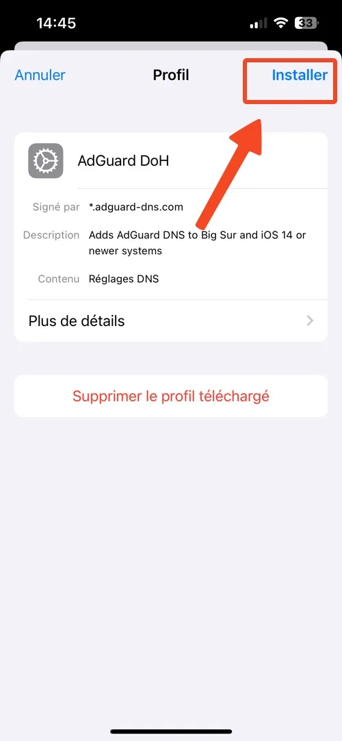 Installer profil iphone