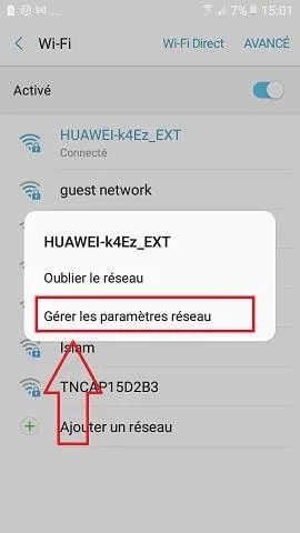 Gerer parametres wifi