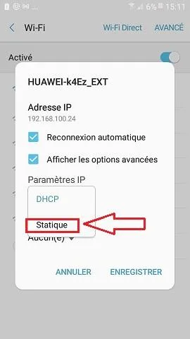 Ip statique wifi