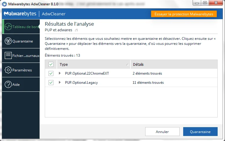 Adwcleaner nettoyer navigateur