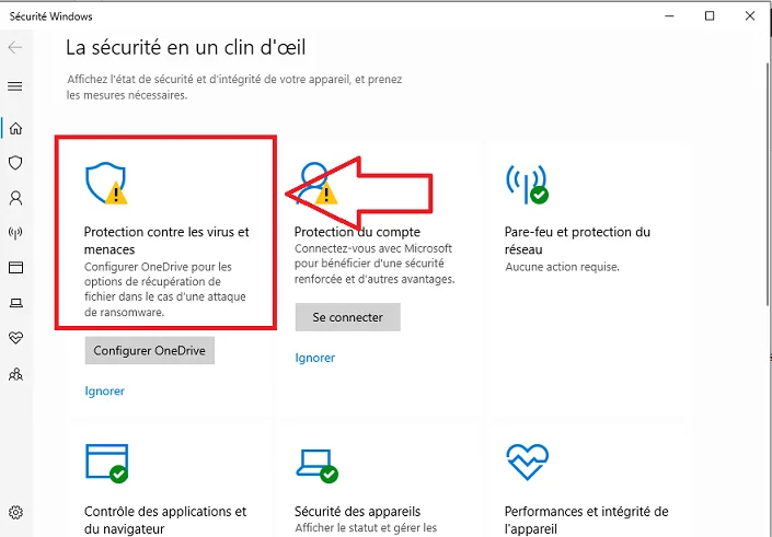 Protection virus menaces windows 10