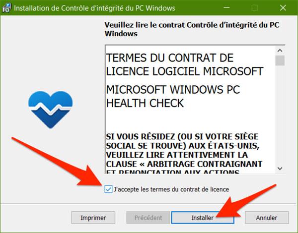 Installation de PC Health Check
