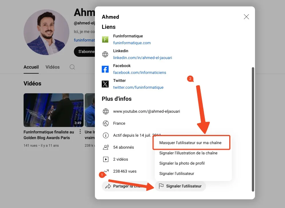 Bloquer utilisateur youtube