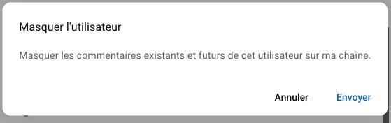 Masquer utilisateur youtube