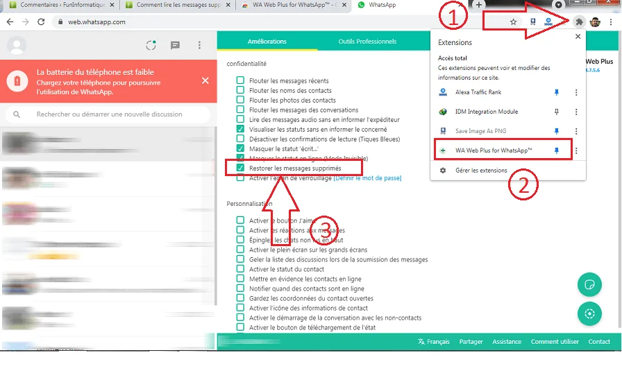 Lire message supprime whatsapp