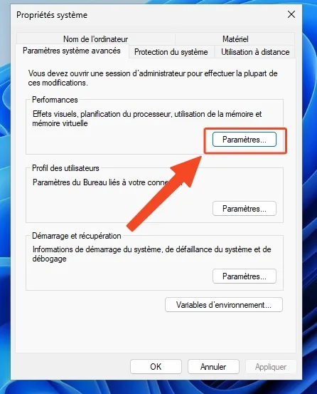 Performances windows parametres