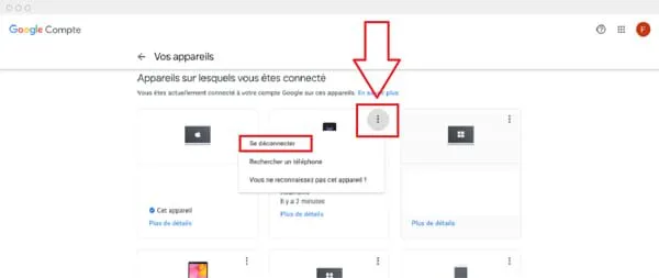 Deconnecter appareils gmail