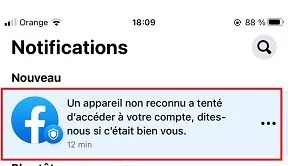 Facebook notification nouvel appareil connectee