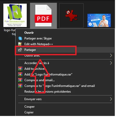 Partager fichier windows10