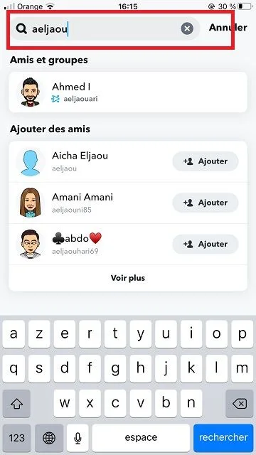 Rechercher utilisateur snapchat