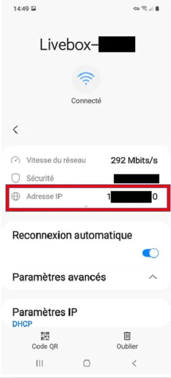 Adresse ip android trouver