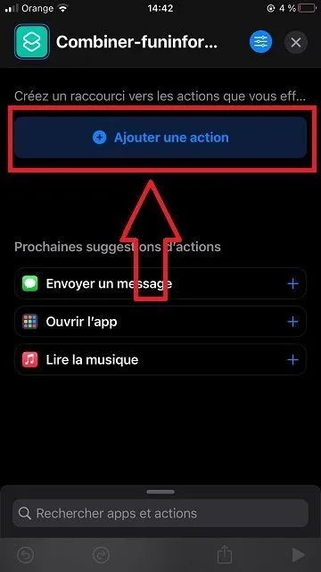Ajouter action raccourcis