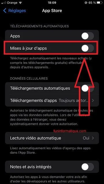 Desactiver mise ajour app iphone