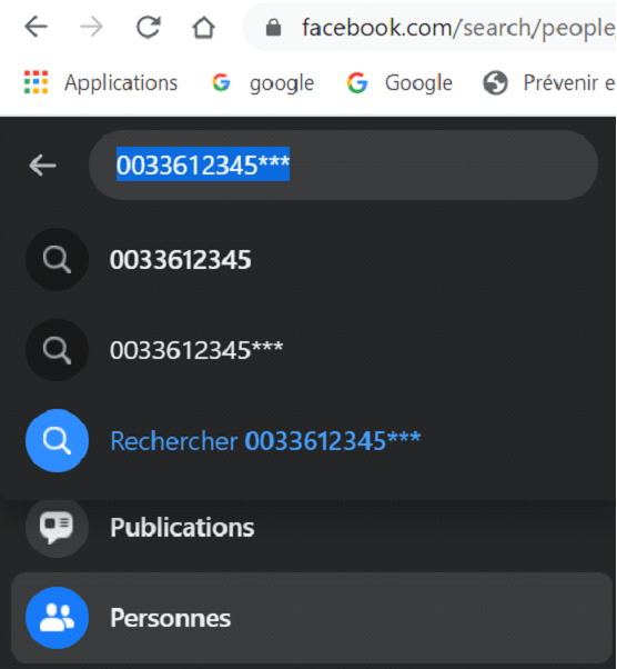 numero facebook recherche