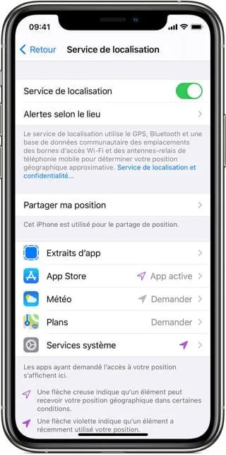 Acitiver localisation iphone 1