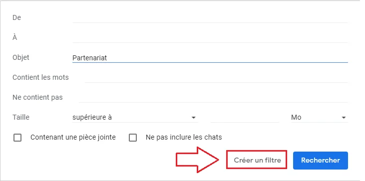 Creer filtre gmail 2