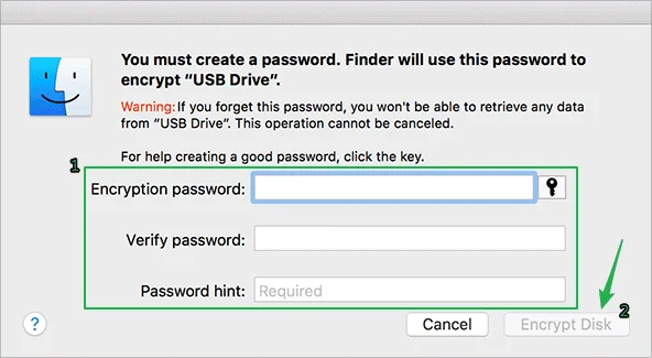 Mettre mot de passe cle usb mac