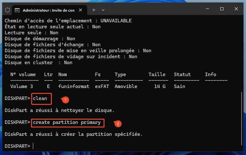 Ceration partition cle usb