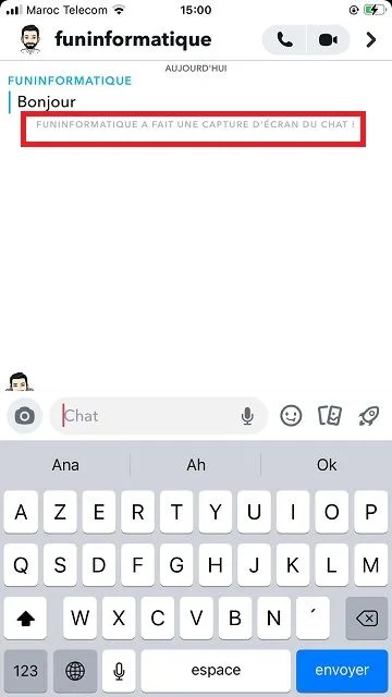 Notification capture ecran snapchat