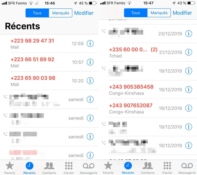 Ping call indicatif telephonique