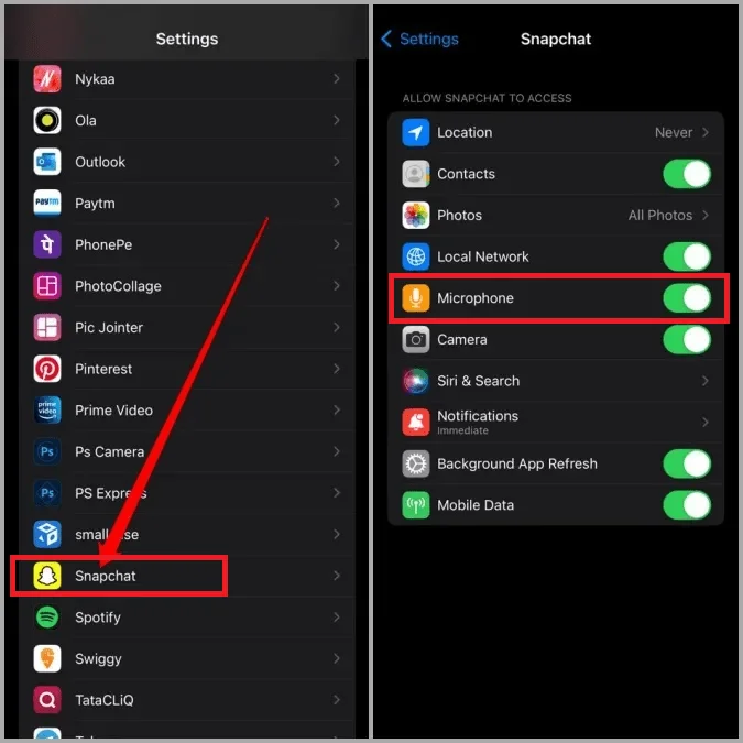 Snapchat autorisation microphone iphone